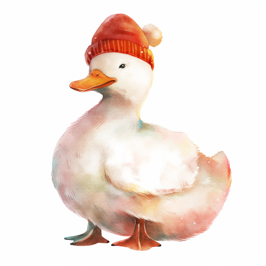 Cute Christmas farm duck painting