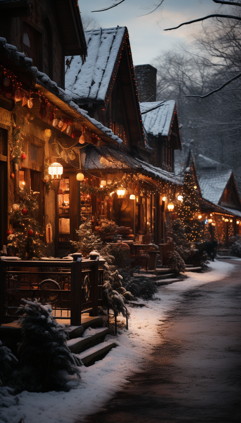 Beautiful snow-covered Christmas festival in Asheville