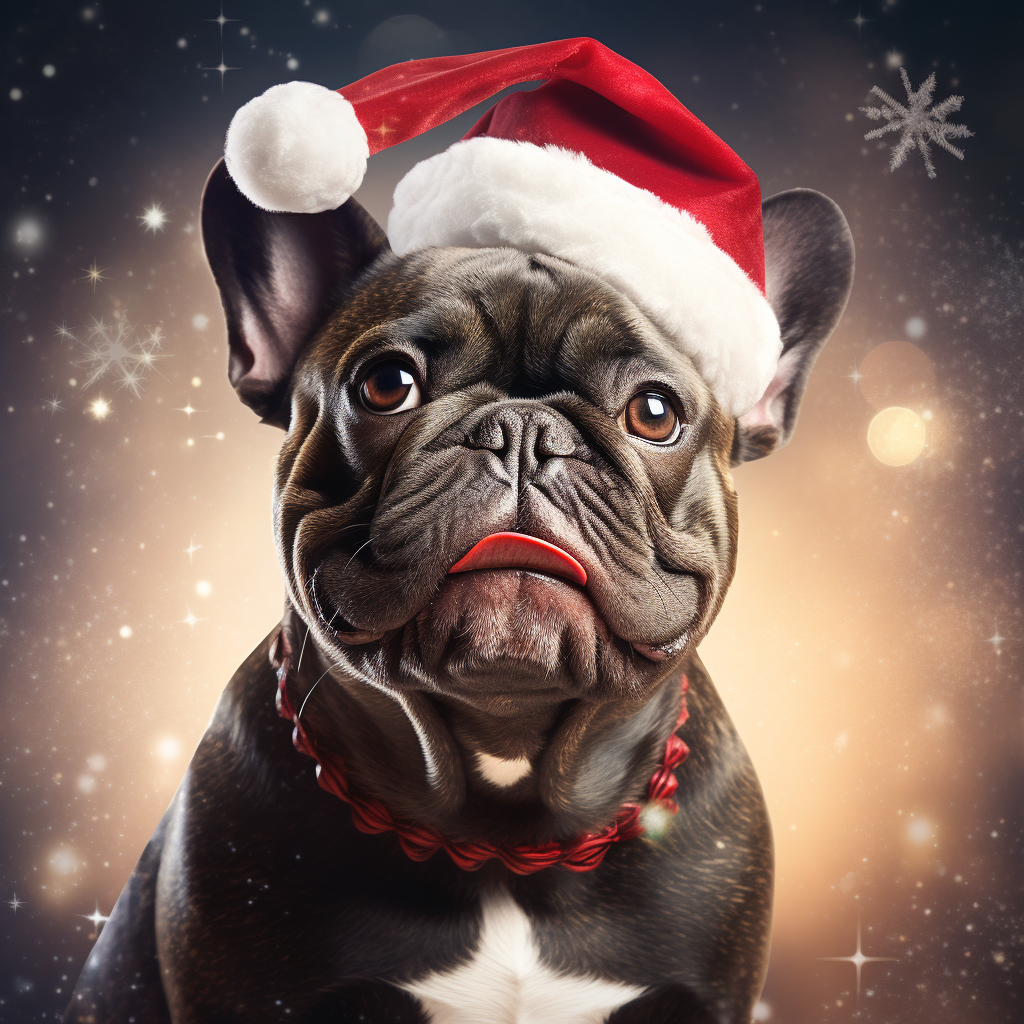 Cute French Bulldog in Christmas Attire