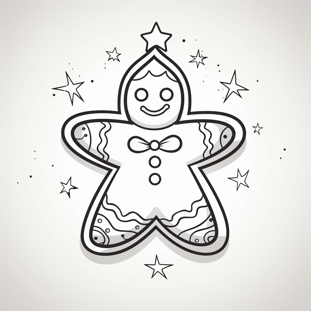 Black and White Cartoon Gingerbread Cookie