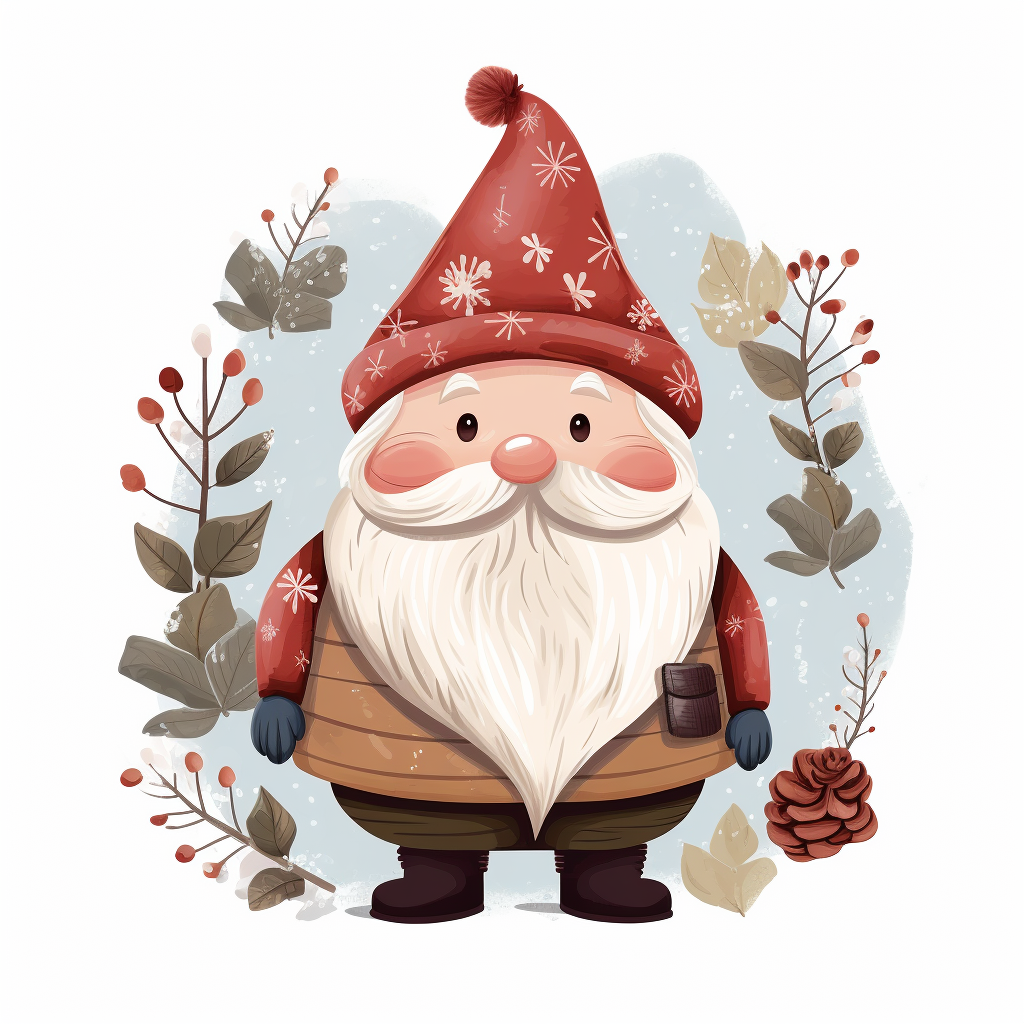 Cute Christmas gnome over garden wall