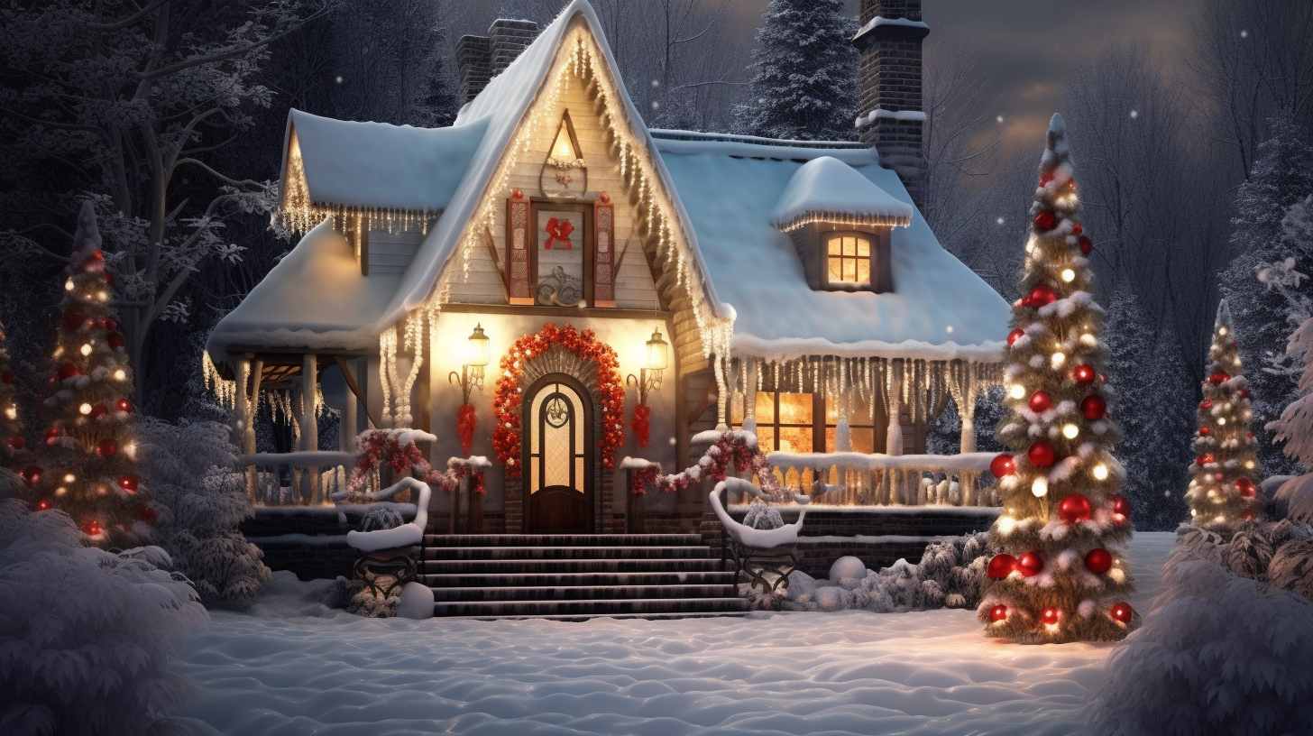 Festive house with Christmas elements