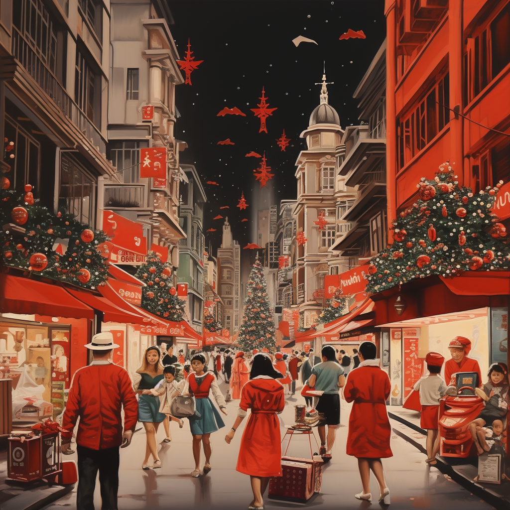 Christmas in Saigon Red Clothe Sale Poster