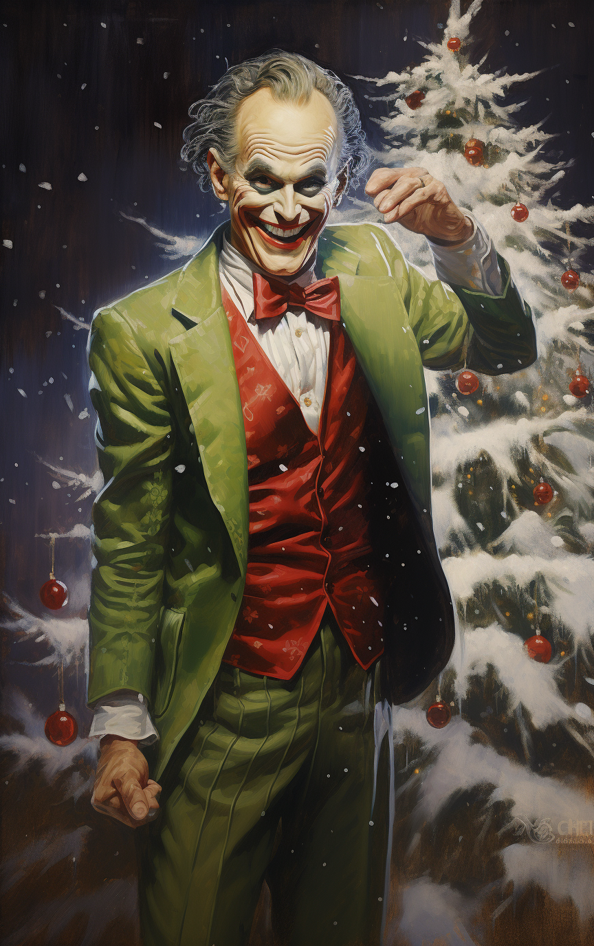 Vibrant Christmas Joker Oil Painting