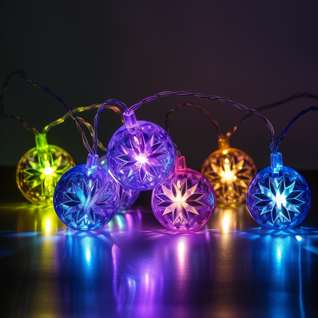 Vibrant Christmas lamps chain in purple hues