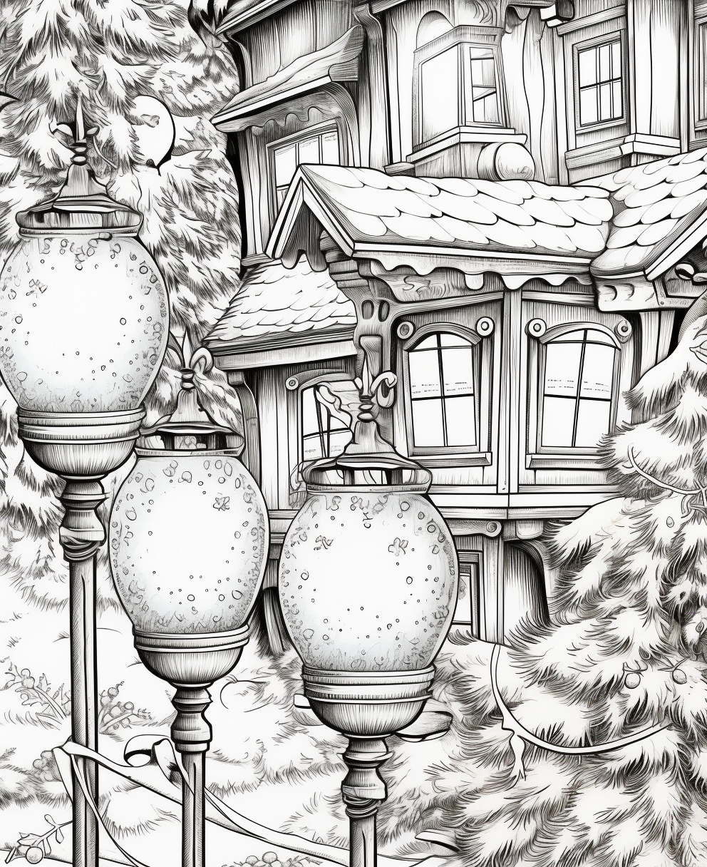 Christmas lights coloring page