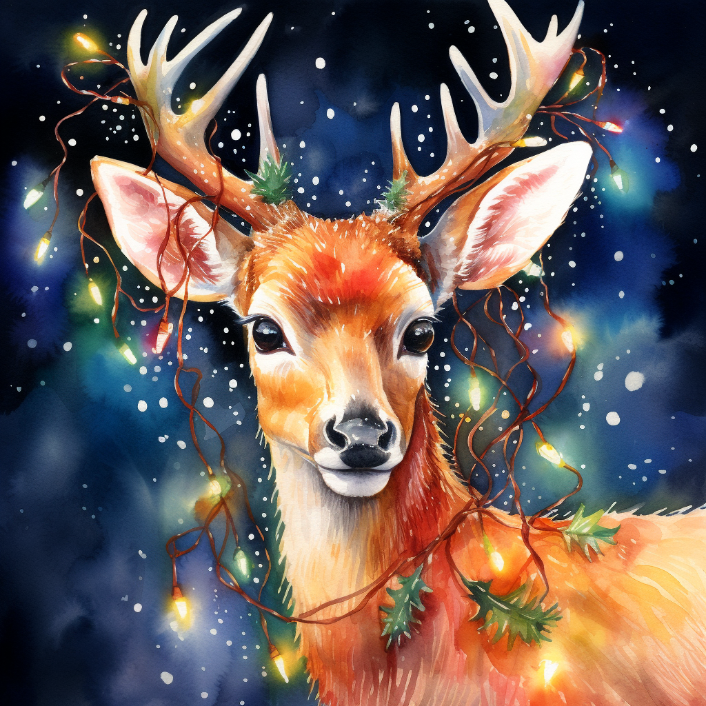 Colorful Christmas lights on a deer