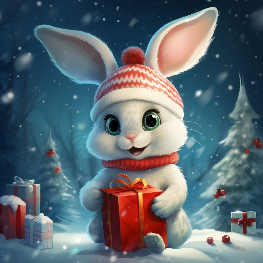 Cute rabbit enjoying Christmas festivities