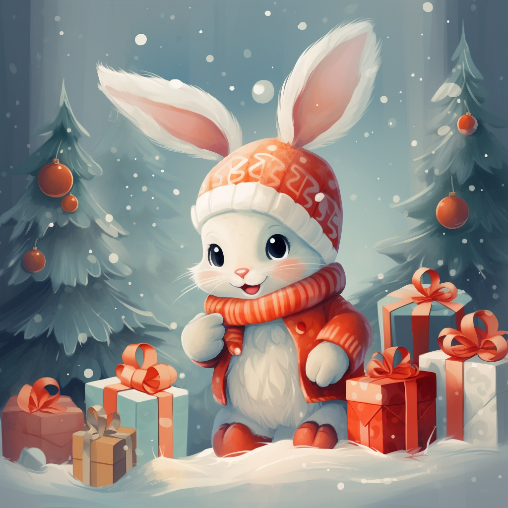 Cute rabbit with holiday decorations