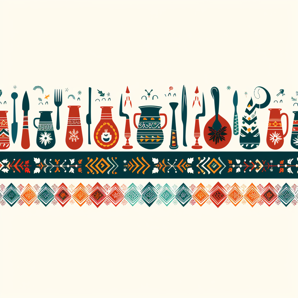 Colorful Nordic Border Patterns with Beer and BBQ