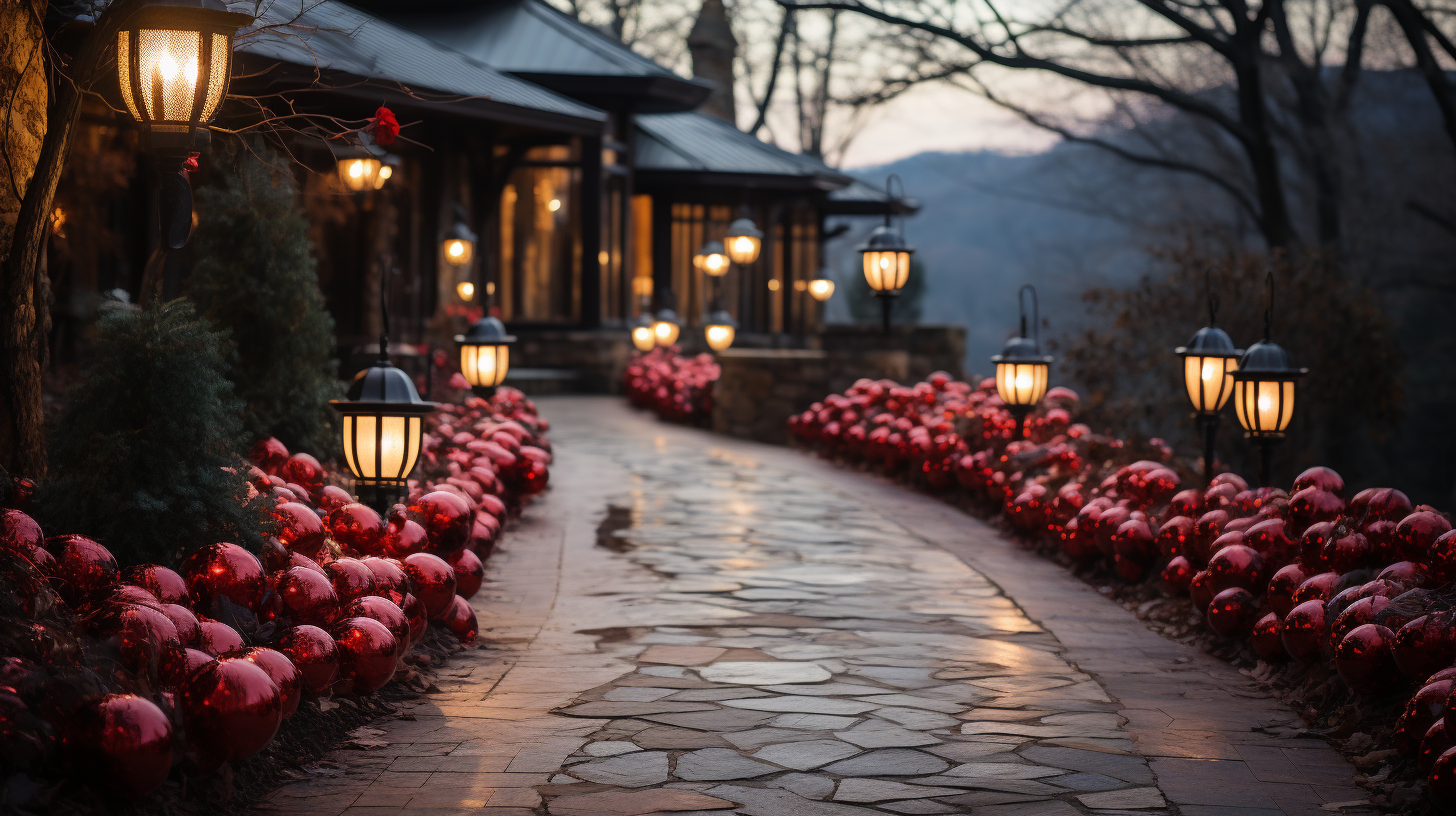 Christmas Decor in Outdoor Garden