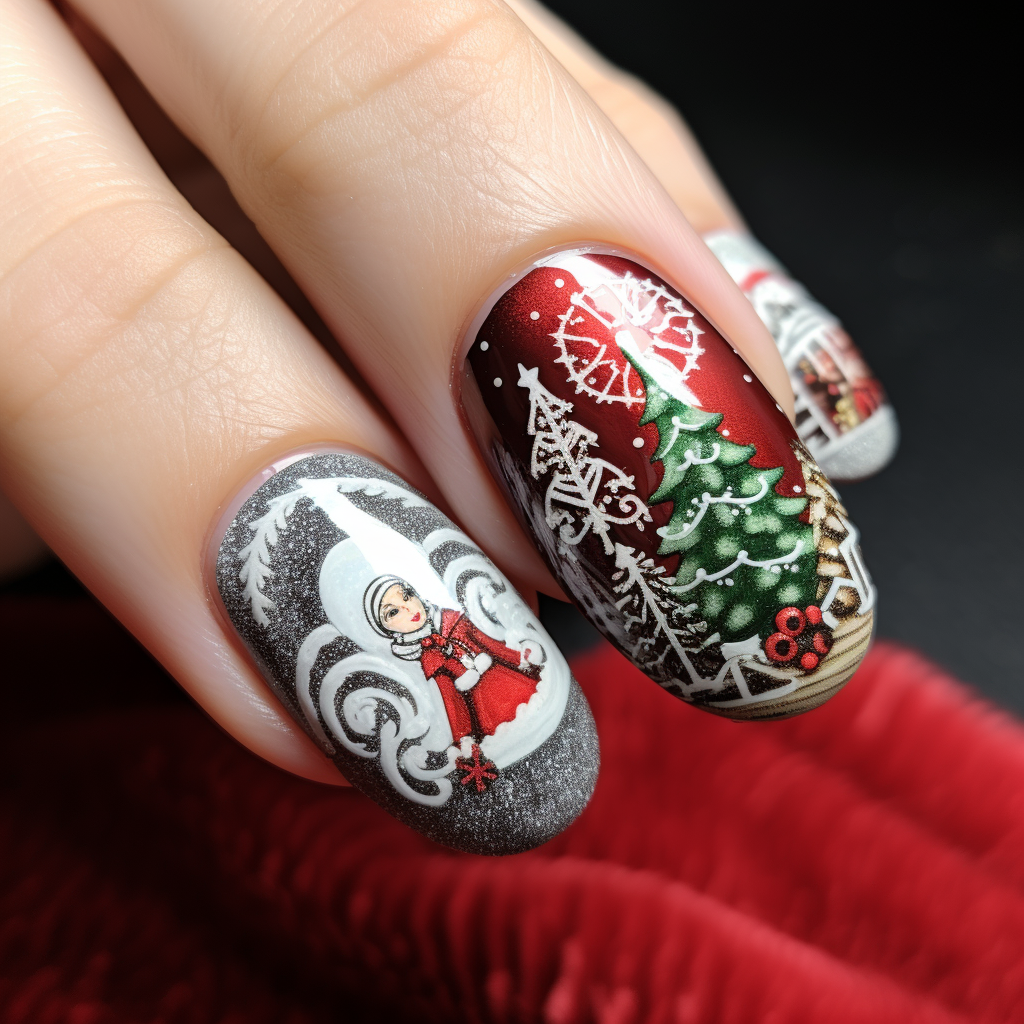 Festive Christmas press-on nails design