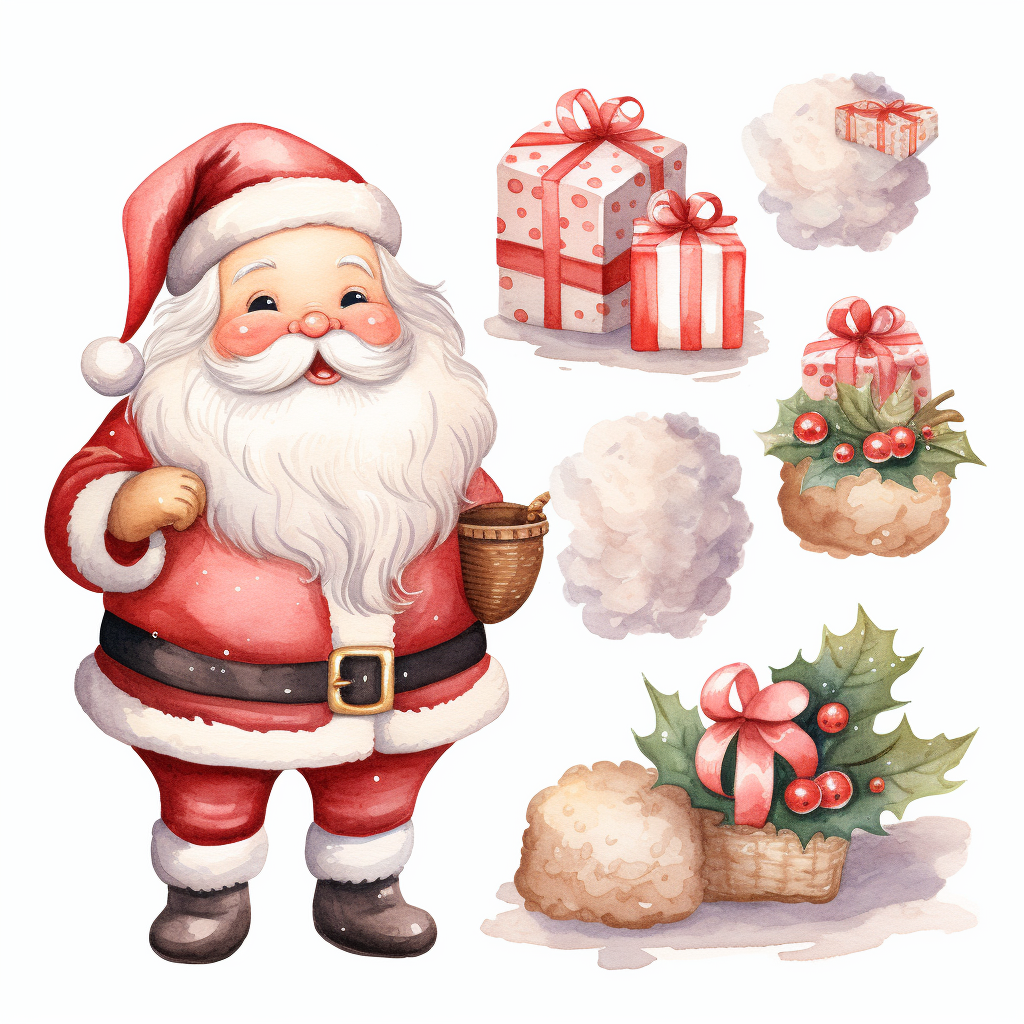 Cute Santa Cartoon in Pastel