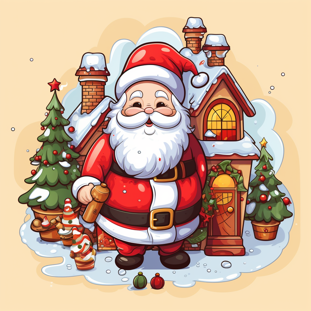 Vibrant Christmas Santa Scene Artwork