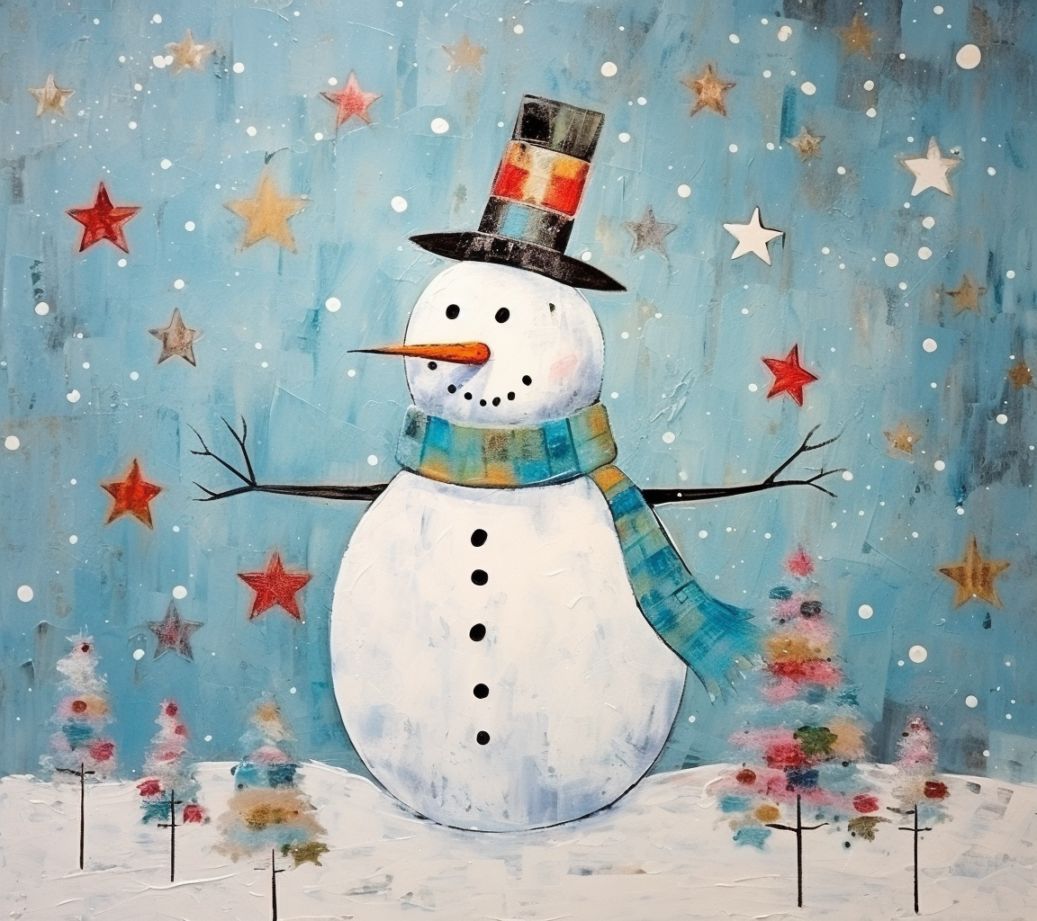 Christmas Snowman in playful style