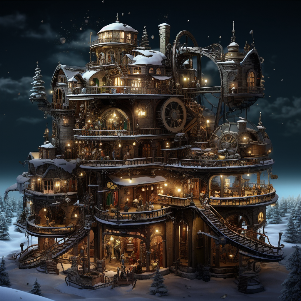 Elves powering a Christmas Steampunk Factory