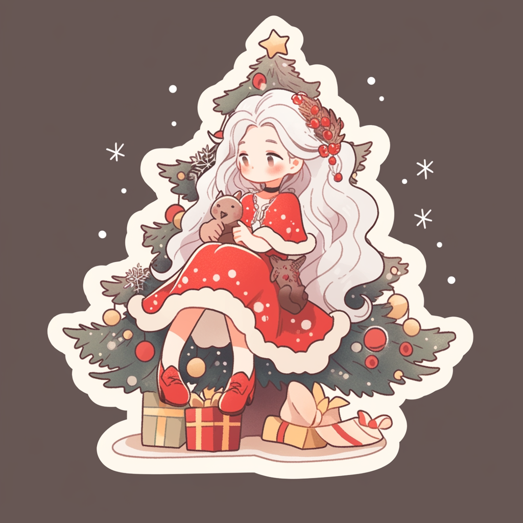 Colorful Christmas sticker with niji design