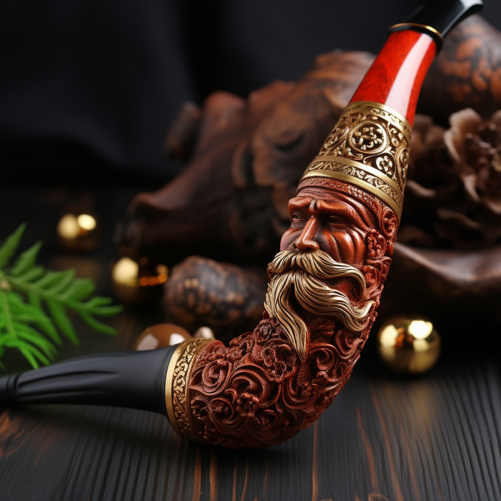 Festive wood smoking pipe barroco style