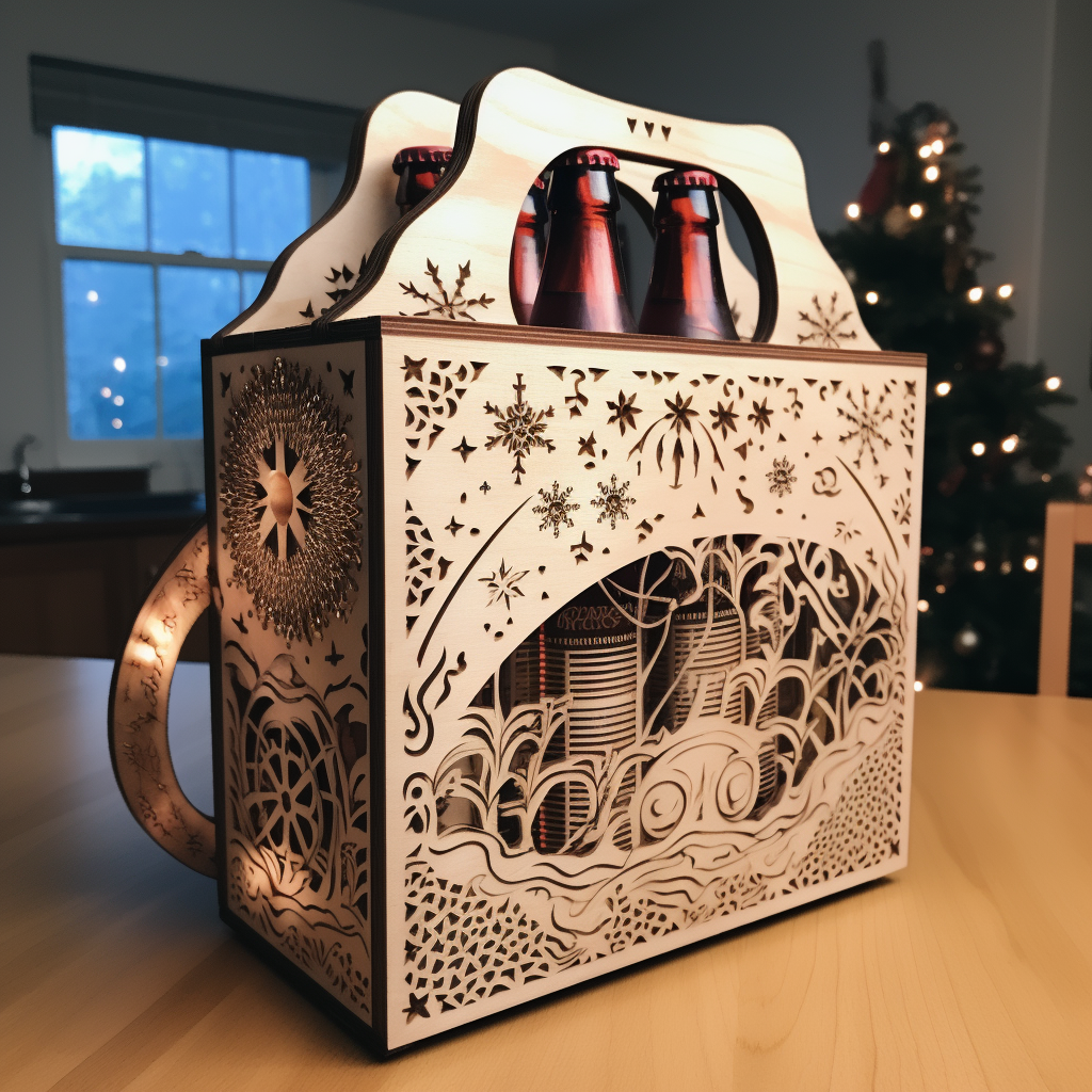 Christmas beer crate design with festive elements