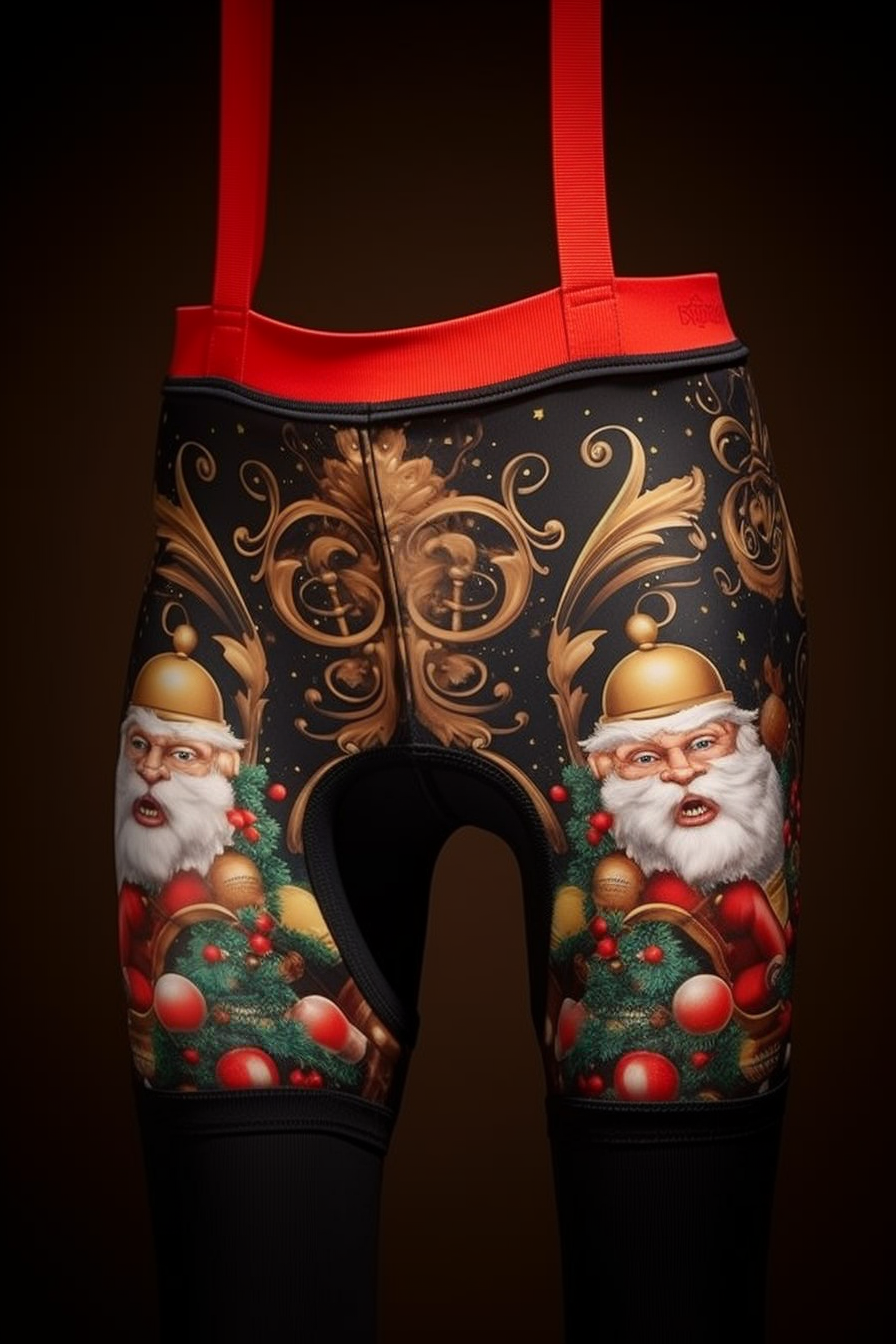 Christmas themed bicycle bib short