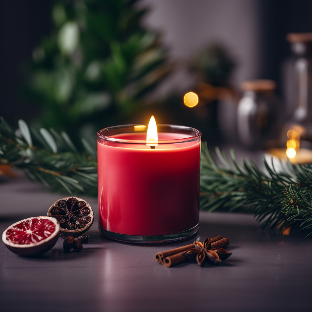 Christmas themed candle mockup image