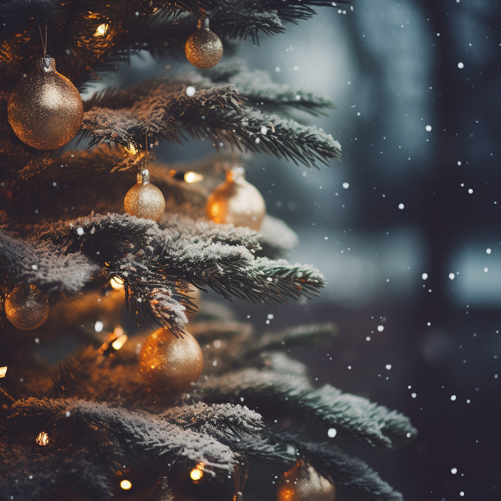 Close-up of a cozy Christmas tree