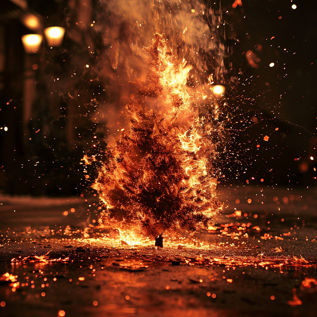 Vibrant Christmas tree explosion image