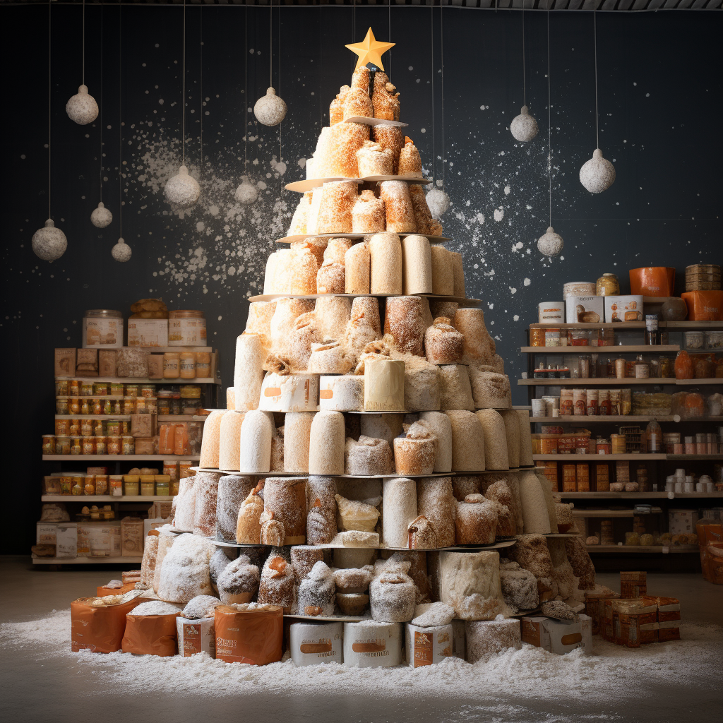 Flour product Christmas tree display