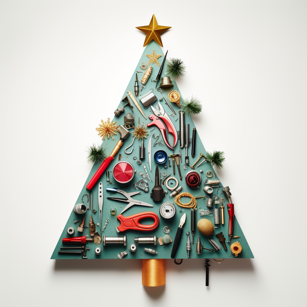 3D Christmas tree with tools and sewing supplies