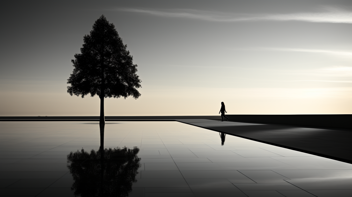 Elegant Christmas tree silhouette by pool