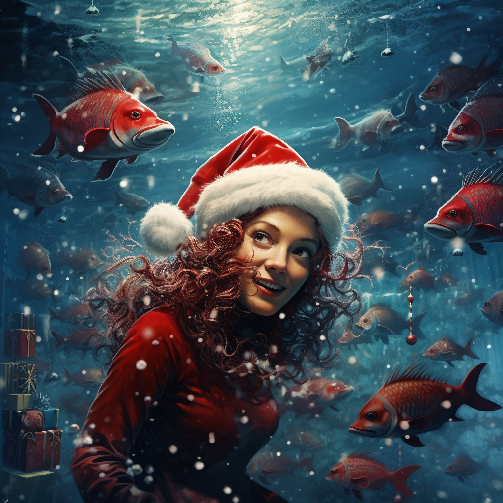 Festive underwater Christmas celebration