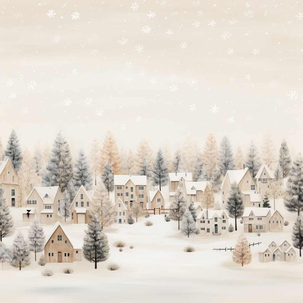 Winter Wonderland Christmas Village Painting