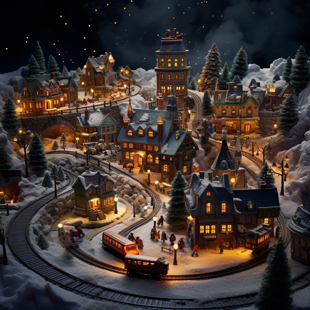 Charming Christmas village train trail