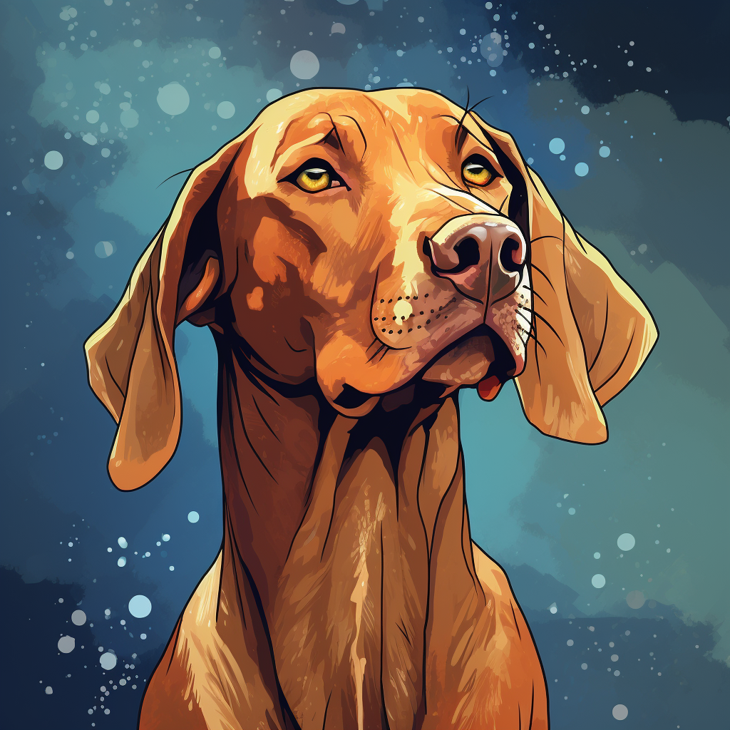 Christmas Vizsla Portrait in Graphic Novel Style