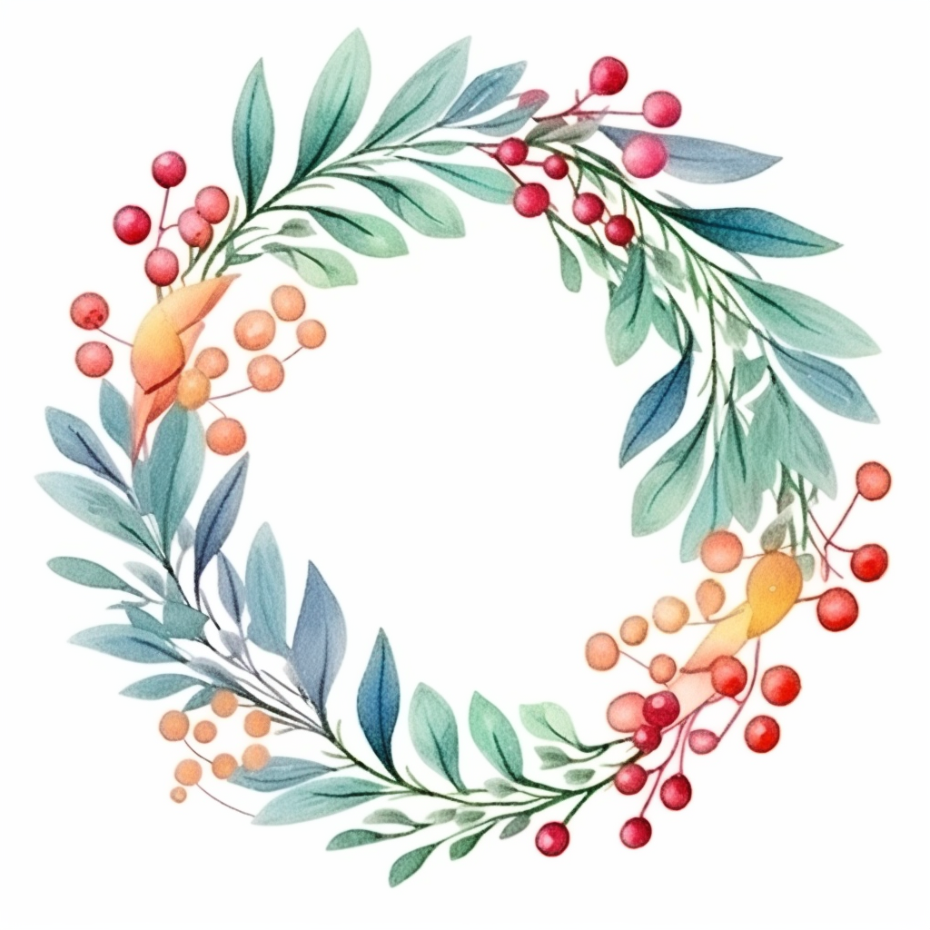 Cartoon Christmas wreath illustration