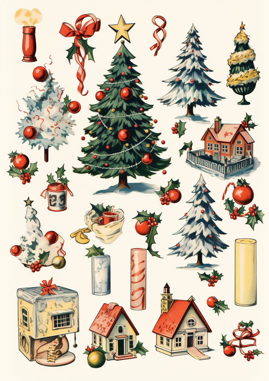 Vintage Christmas Ephemera Clipart