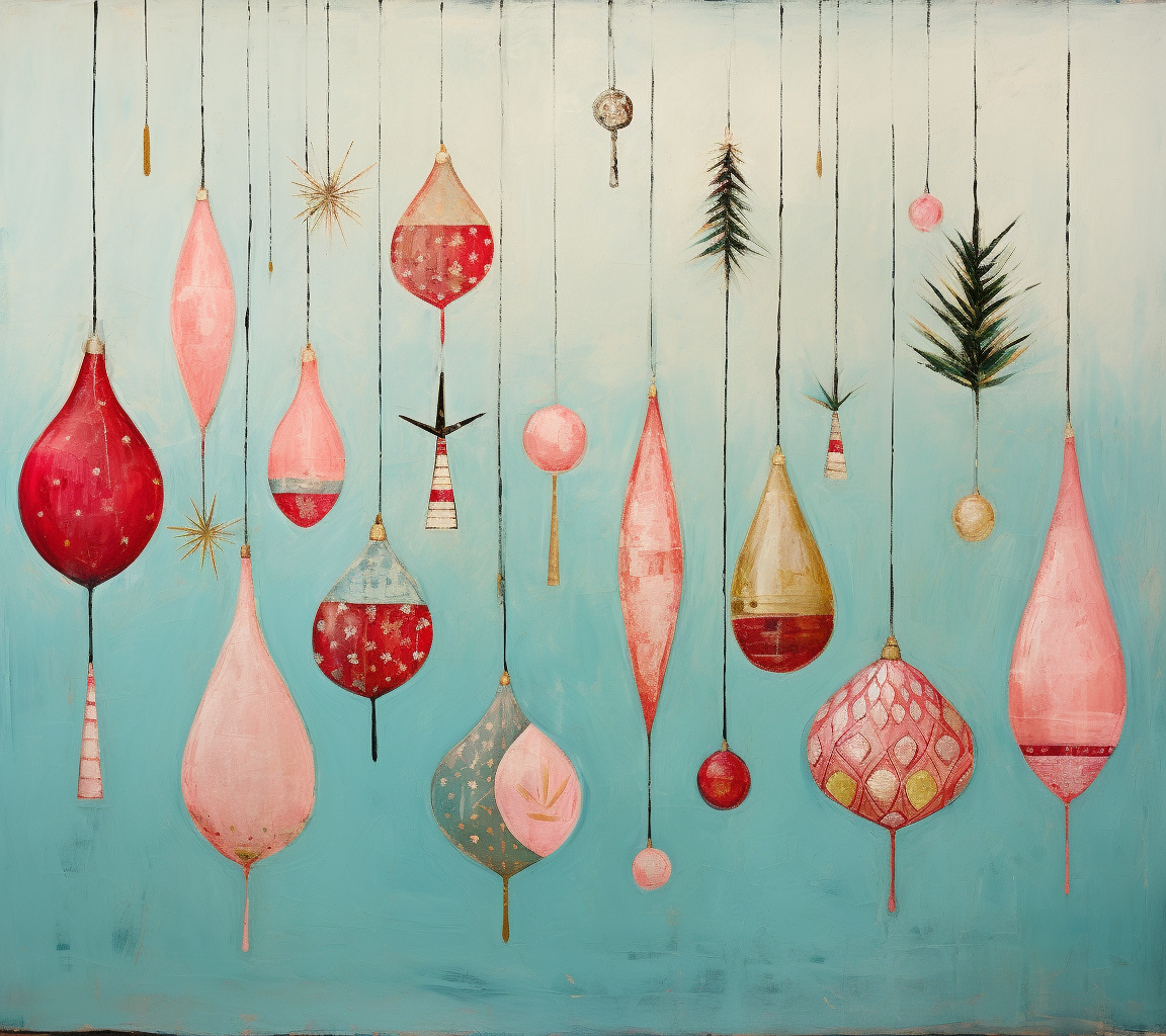 Vibrant pink and cyan Christmas bulbs