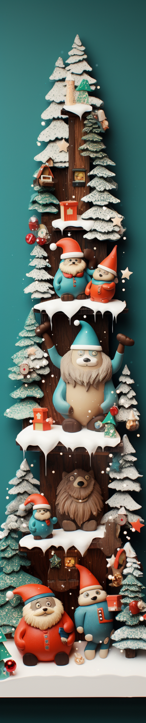 Cute Christmas Card with Claymation Characters