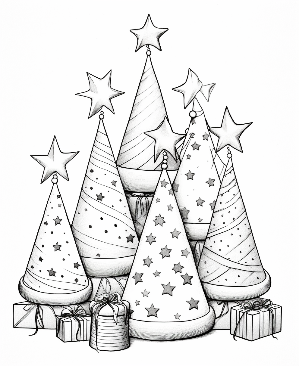 Simple Christmas Crackers and Party Hats Sketch