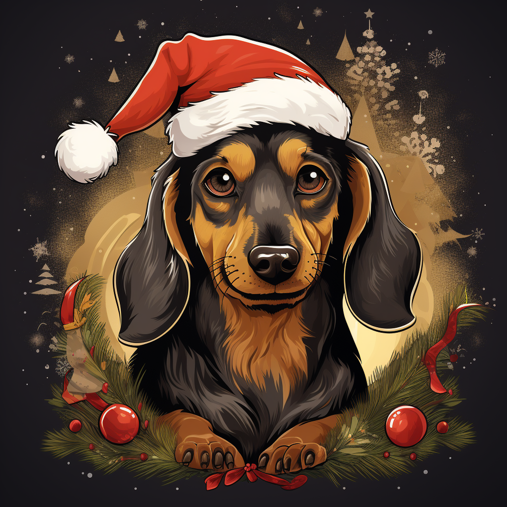 Adorable Christmas Dachshund Portrait