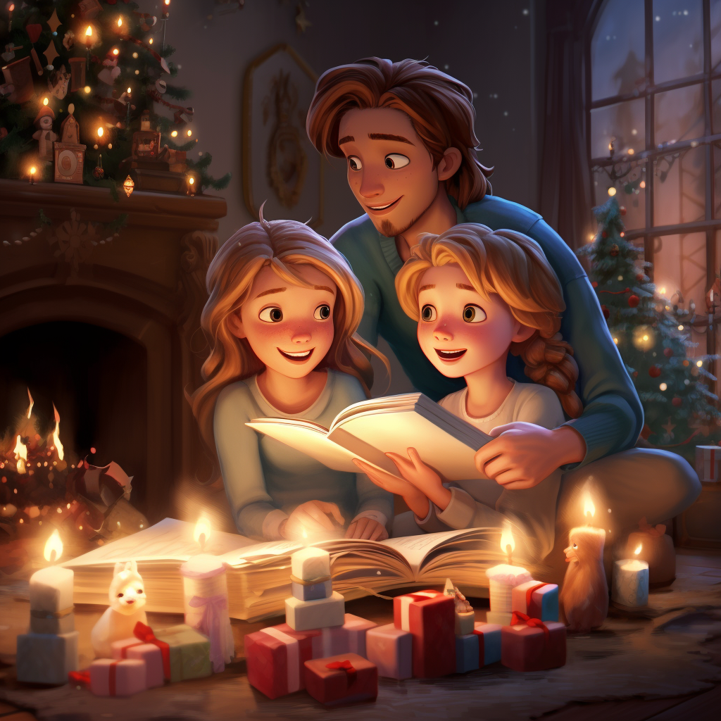 Festive Disney Cartoon Christmas Illustration