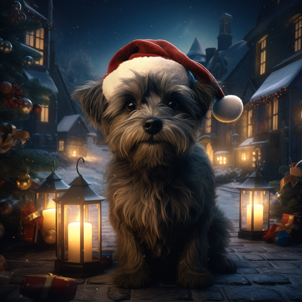 Adorable dog in a Christmas fairytale