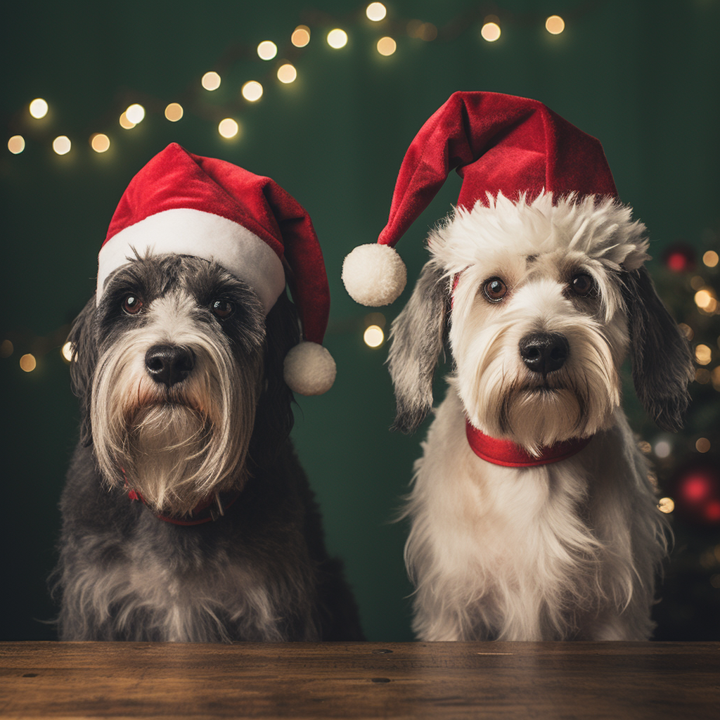 Dogs in Christmas Hats