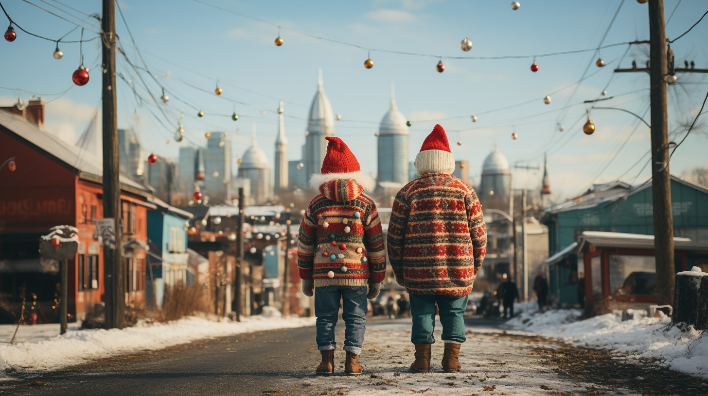 Eccentric and Quirky Characters in Christmas Attire Explore Downtown Asheville