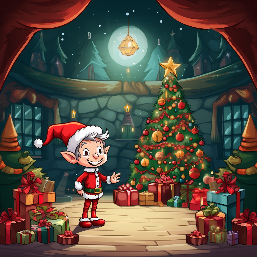 Christmas elf backdrop cartoon