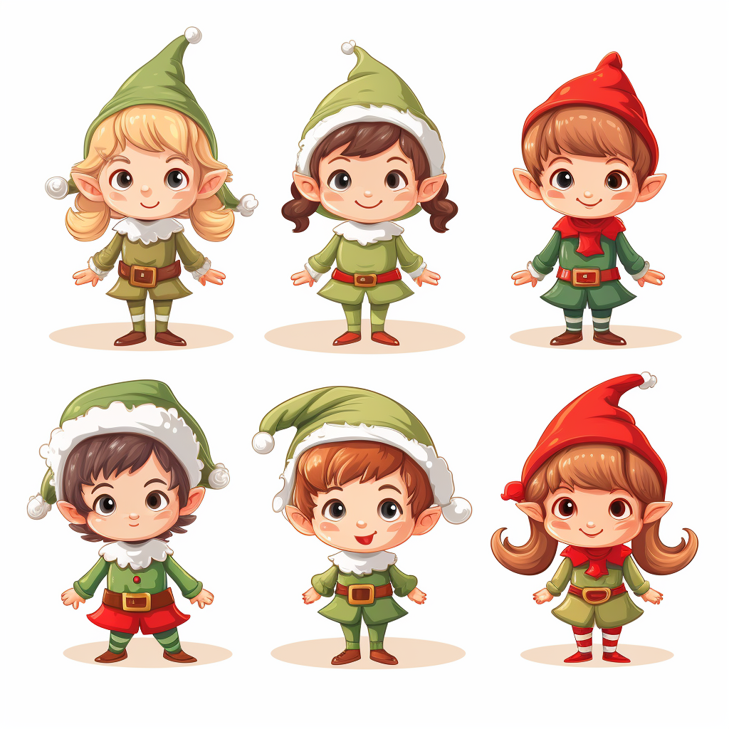 Christmas elves vector on plain white background