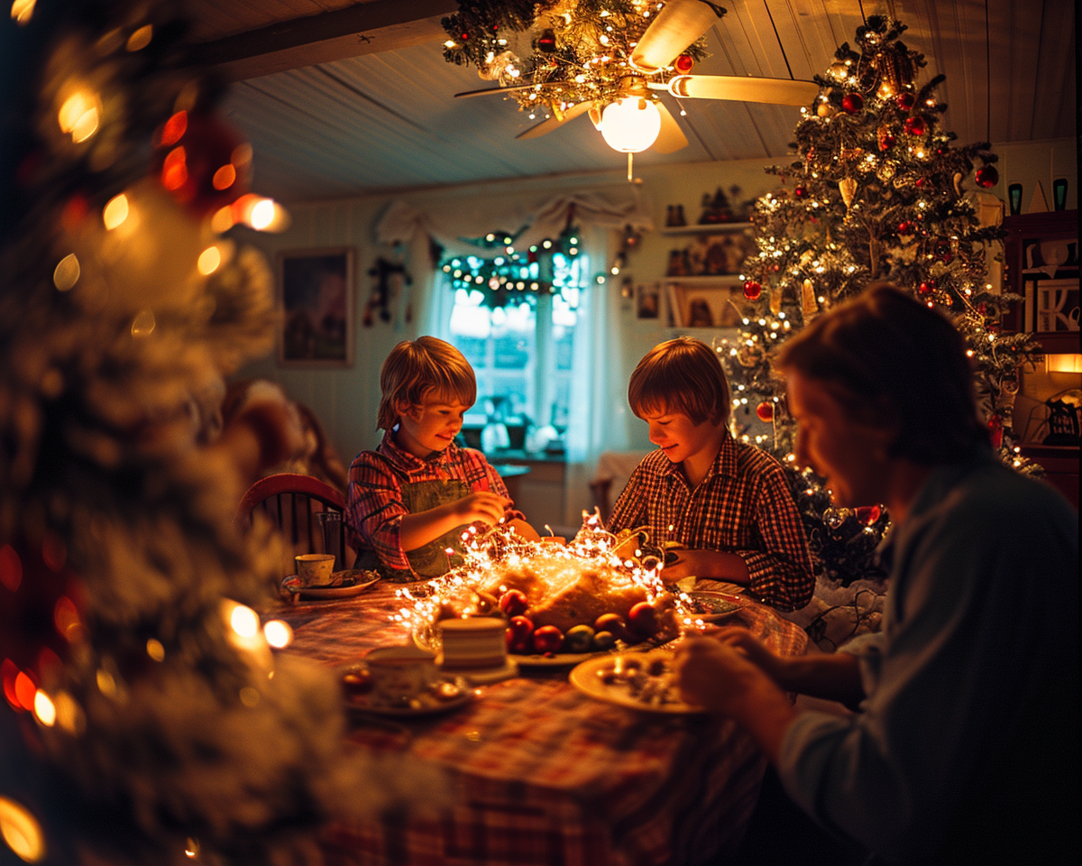 Family celebrating Christmas at home