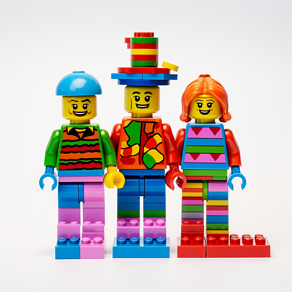 Colorful Lego-style Christmas Family