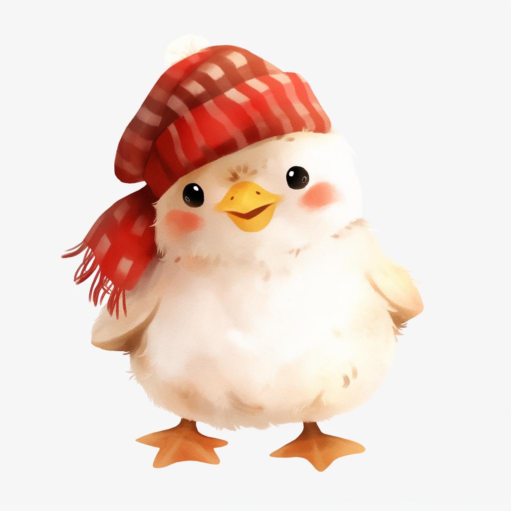 Adorable Christmas Farm Chick Illustration