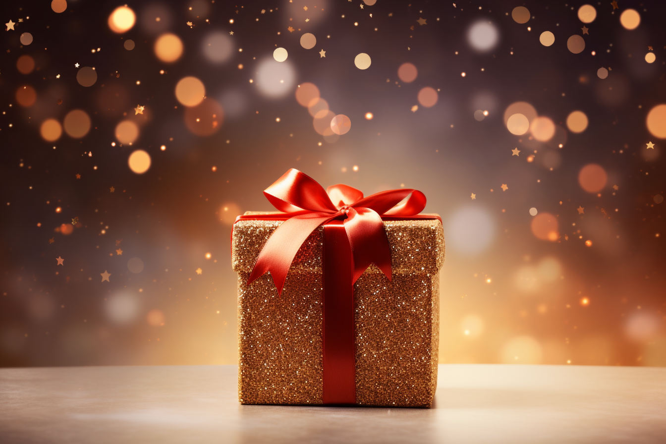 Beautiful Christmas gift box on a transparent background